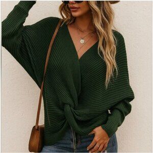 Hudson Brand Twist Front Ribbed Sweater